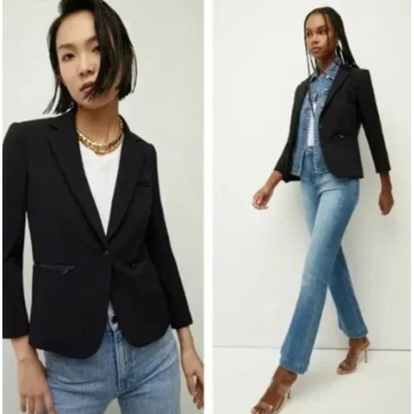 Veronica Beard Black Schoolboy Scuba Blazer Cropped COREBSS1256 Size 2